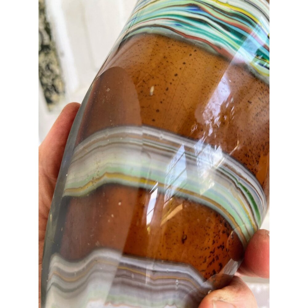 Vintage MCM Murano Encased Glass Conch Shell Brown Cobalt blue - Picture 9 of 12